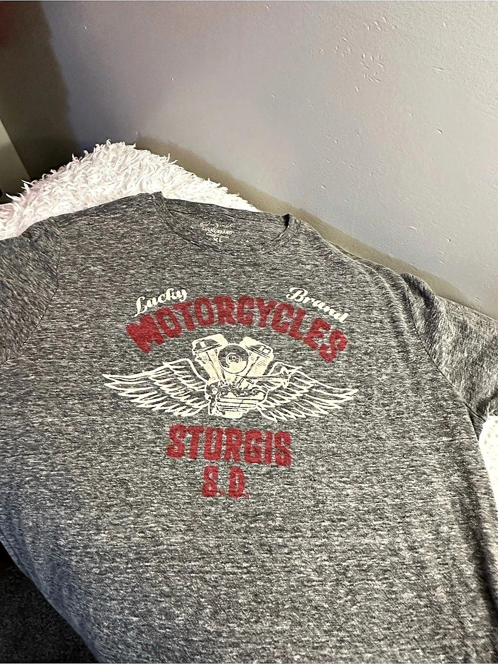 Lucky Brand Motorcycles Sturgis SD Graphic Tee in Gray